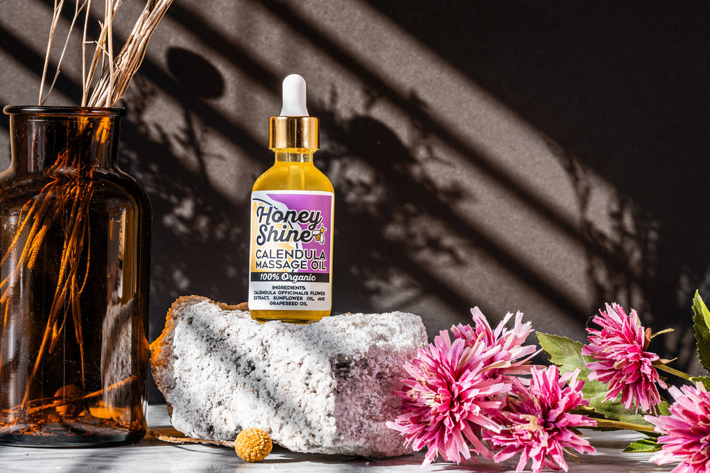 Honeyshine Avocado Infused Calendula Massage Oil – 2 oz