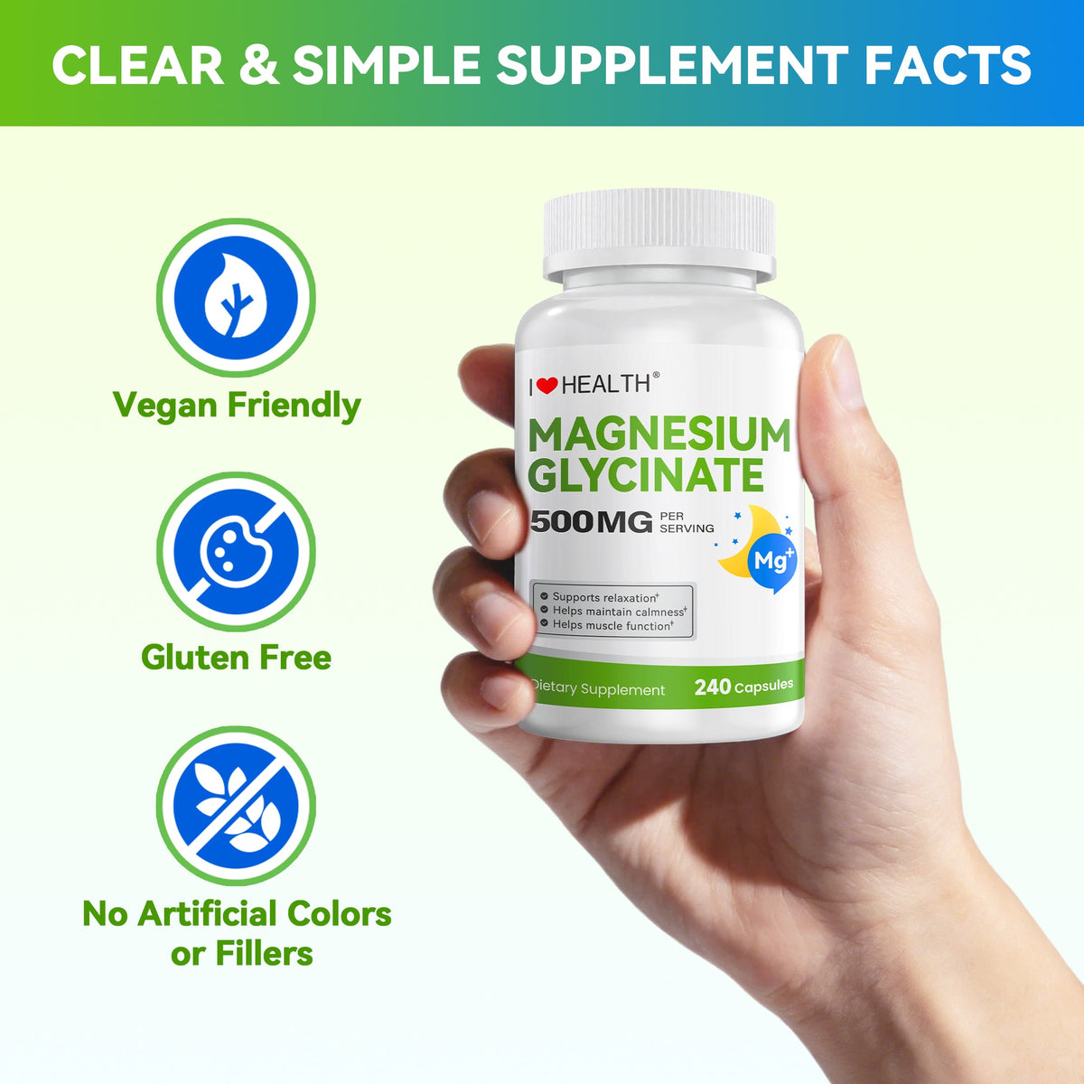 I Love Health Magnesium Glycinate – 240 Capsules