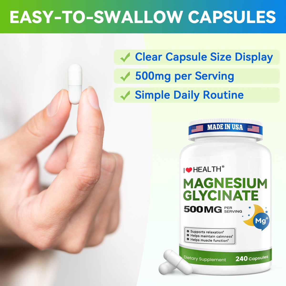 I Love Health Magnesium Glycinate – 240 Capsules