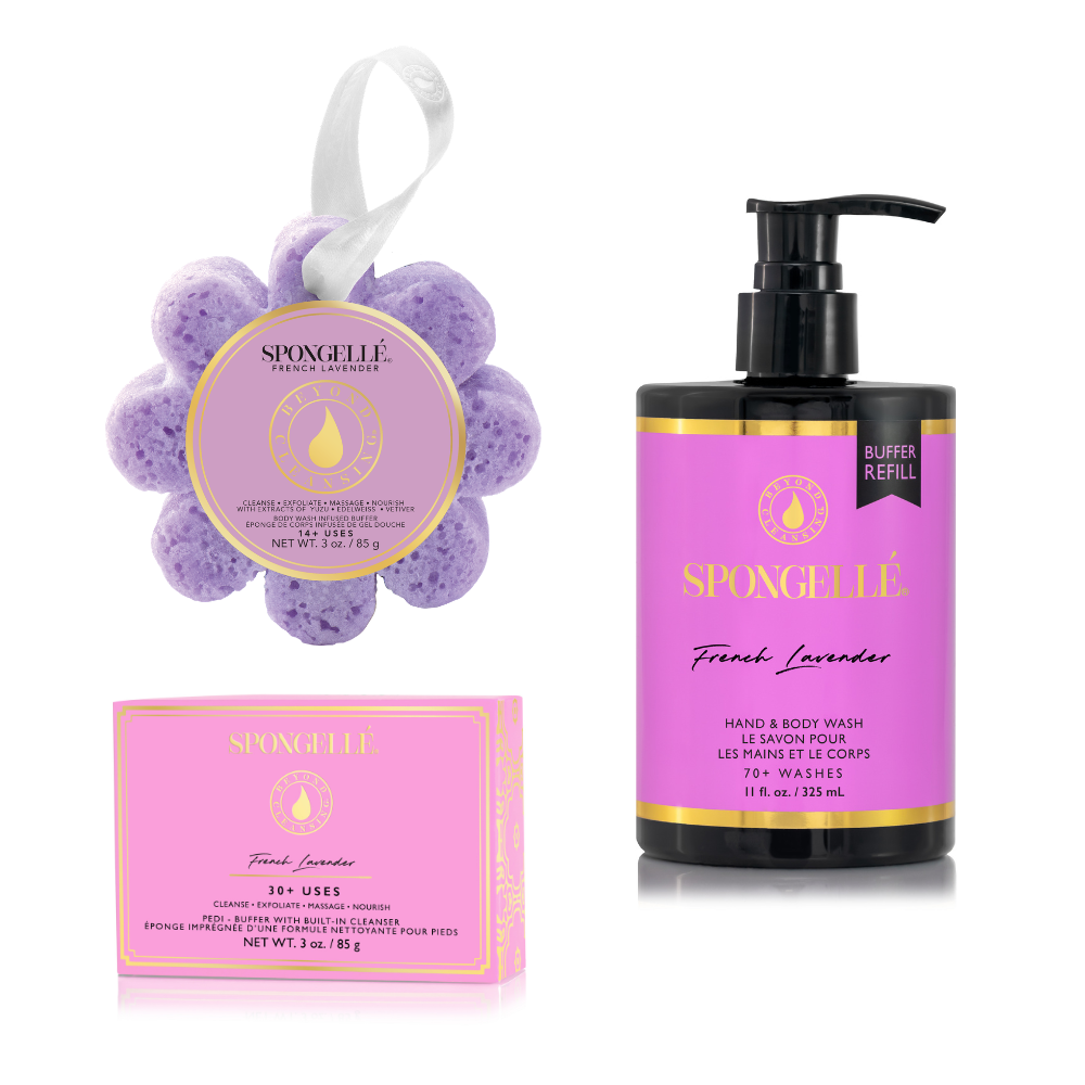 Spongellé French Lavender Body & Pedi Buffer + Wash Refill Set