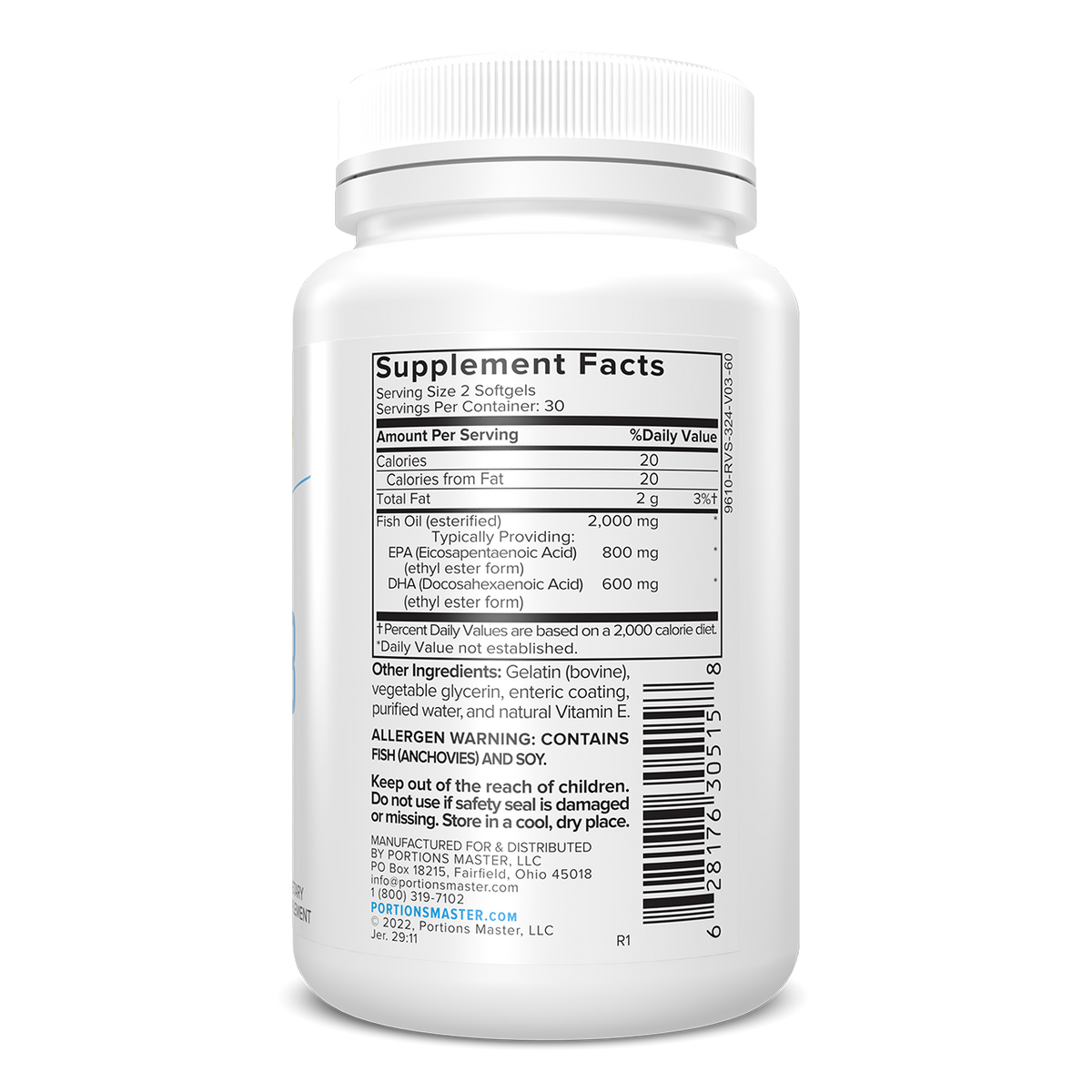 Portions Master Omega-3 Fish Oil – 60 Softgels (EPA & DHA)